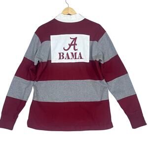 Alabama State Striped Rugby Shirt Men's Medium Maroon Gray Embroidered Bama Prep